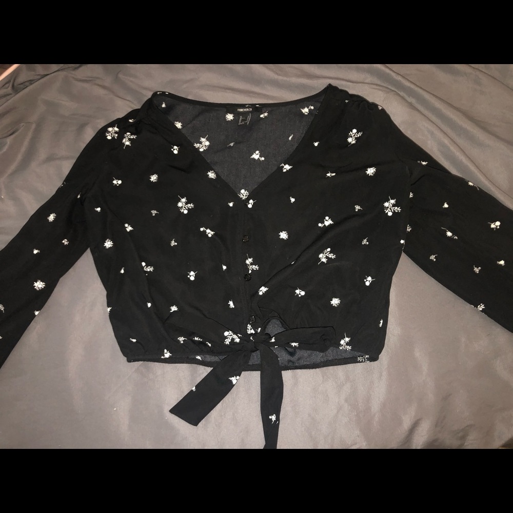 forever 21 tie peasant blouse